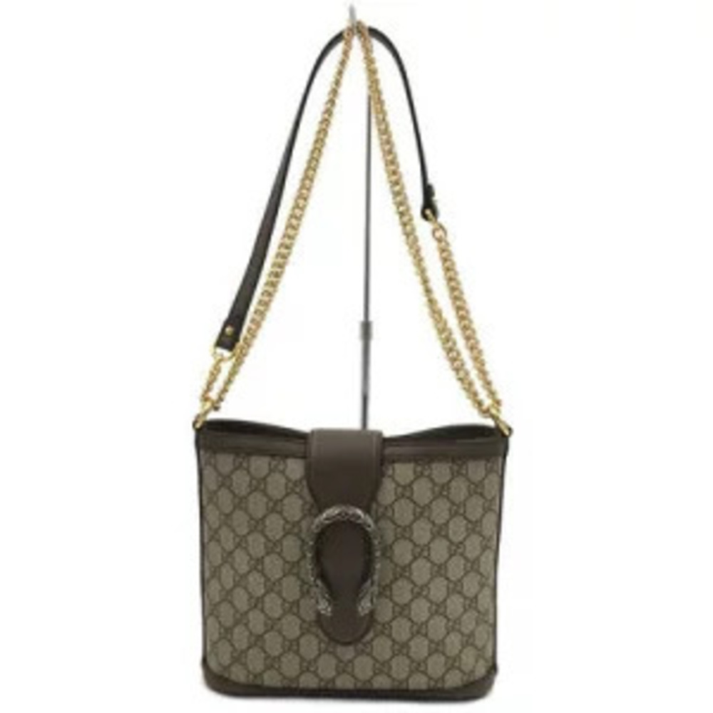 GUCCI Dionysus Bucket Bag Canvas Leather Beige Dark Brown - Picture 1 of 8
